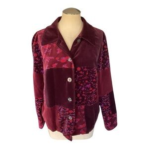 MDL New York Patchwork Jacket M Velvet Floral Button Front Hong Kong